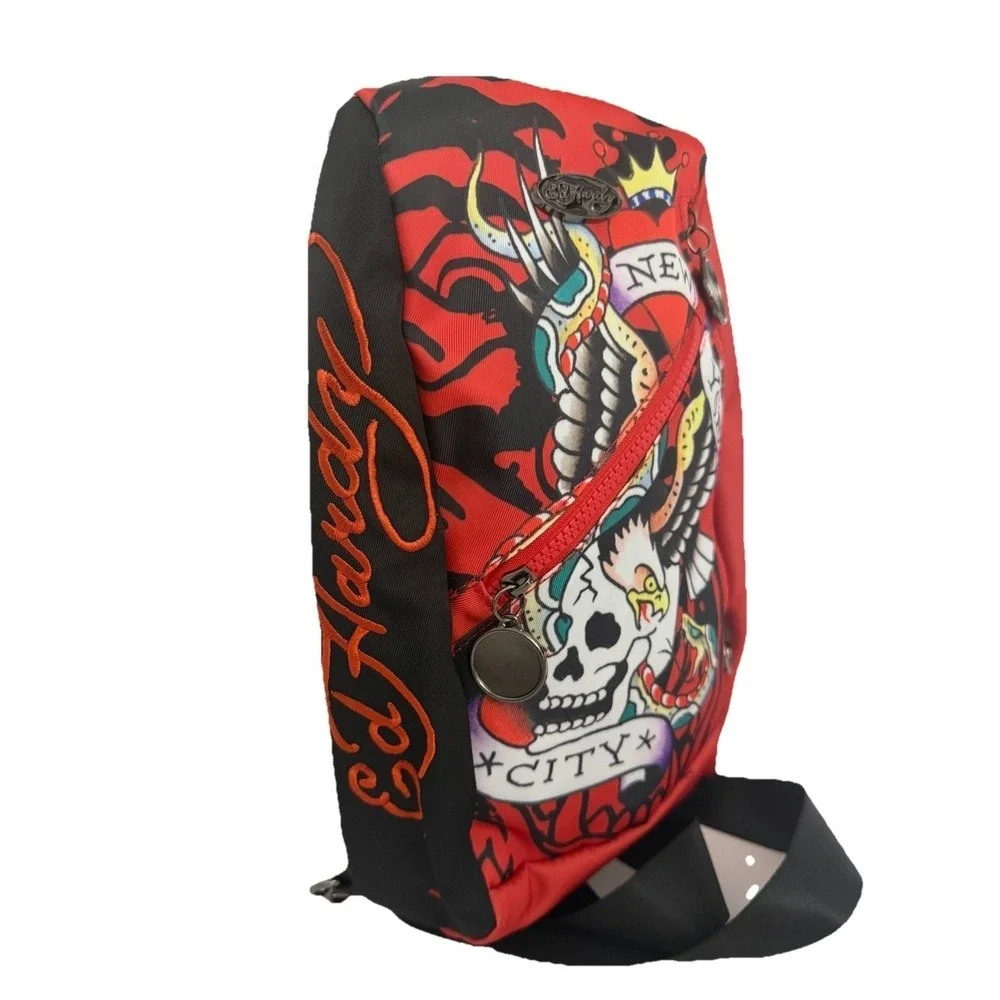 Ed Hardy Unisex's Skull Eagle Sling Crossbody Backpack Y2K Grunge New